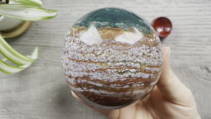 Ocean Jasper Sphere 77mm - The Wandering Fox Emporium, Your Crystal Store video