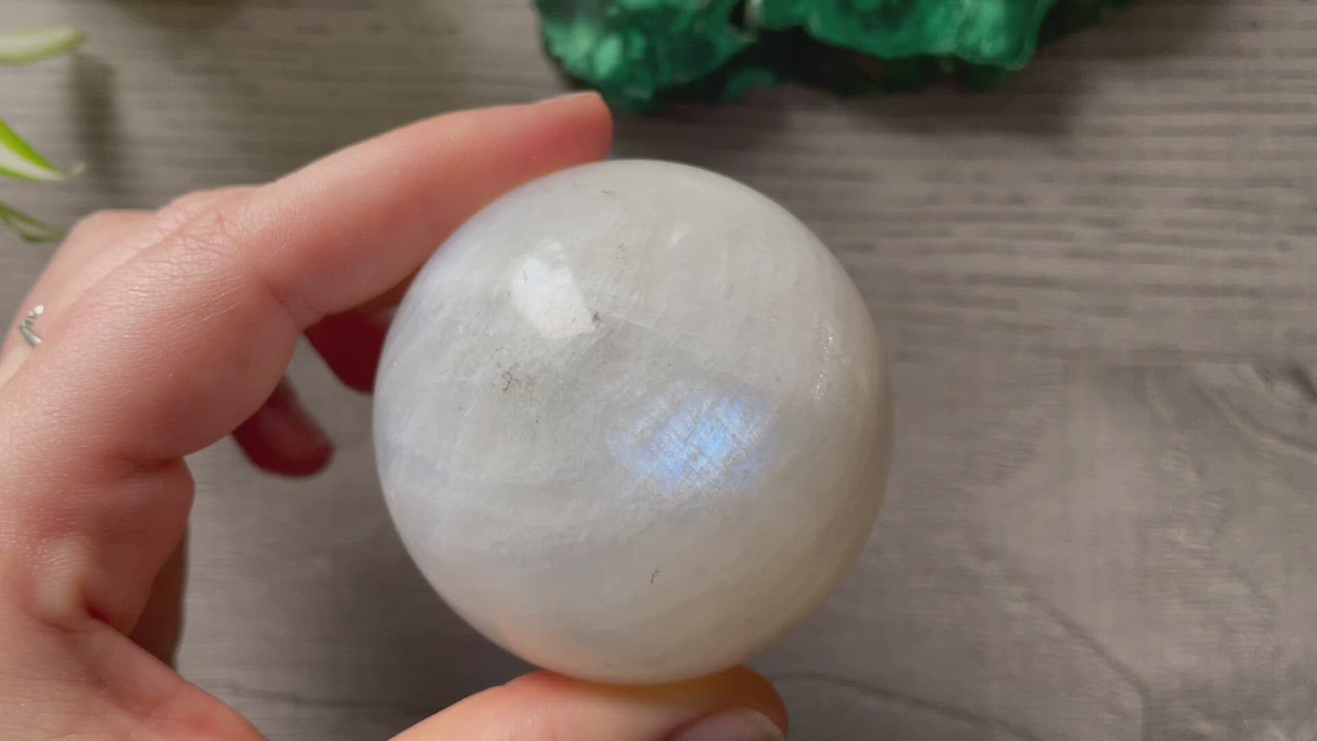 High-Grade White Moonstone Sphere 60mm - The Wandering Fox Emporium, Your Crystal Store video