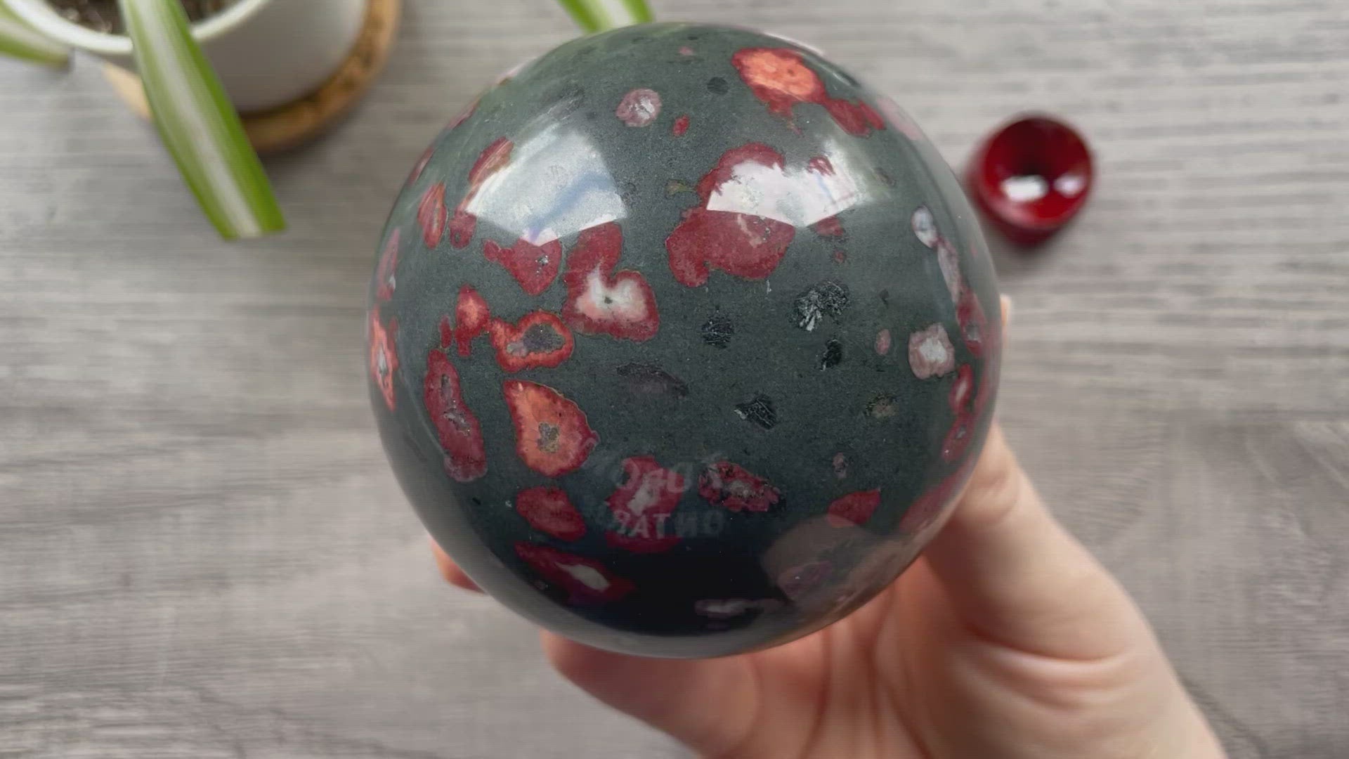 Plumite Poppy Jasper Sphere 75mm A - The Wandering Fox Emporium, Your Crystal Store video