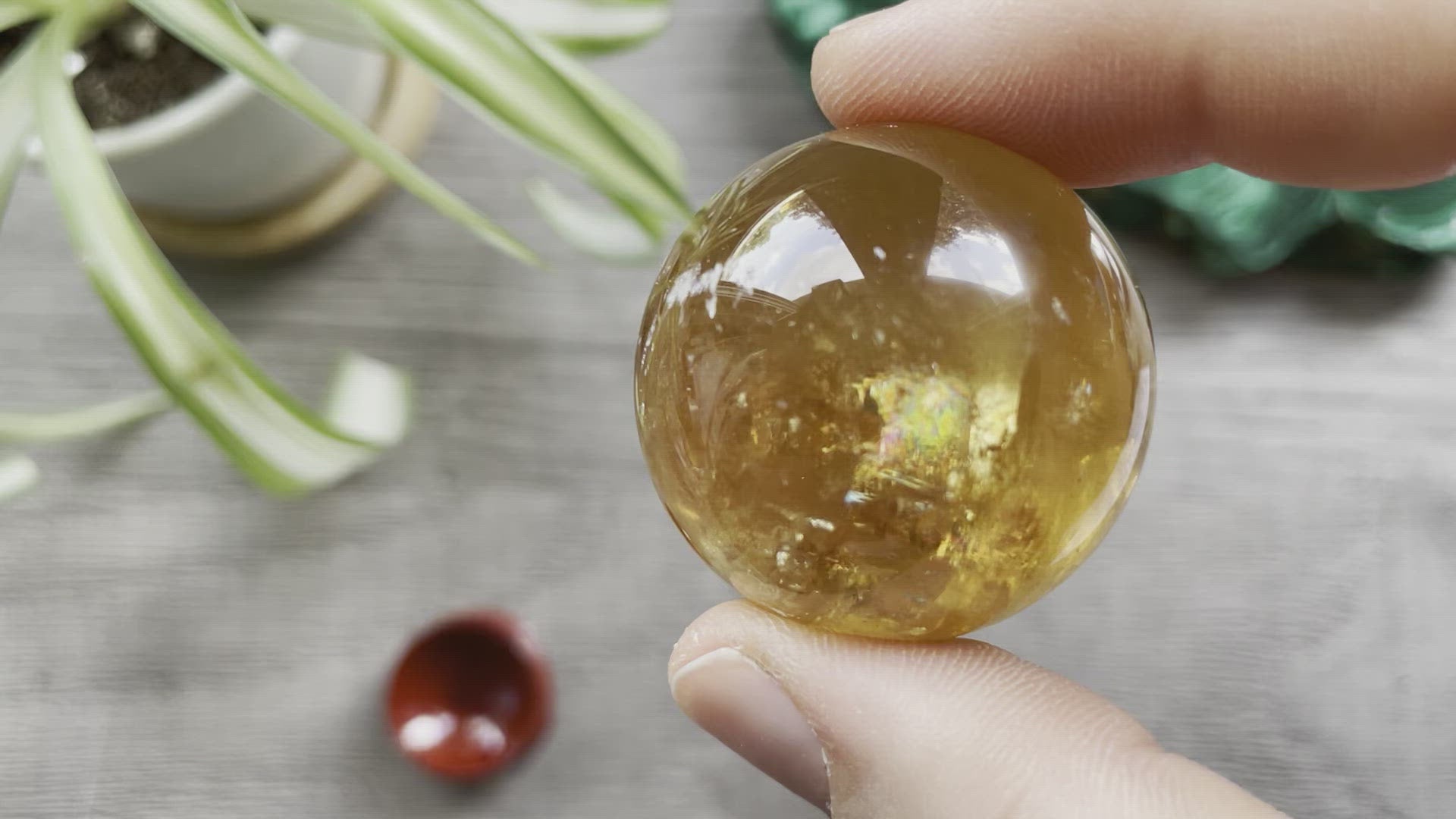 Honey Calcite Mini Sphere - 34mm (A) - The Wandering Fox Emporium, Your Crystal Store video