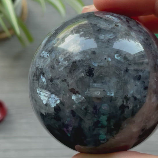 Larvikite Sphere - 64mm - The Wandering Fox Emporium, Your Crystal Store video