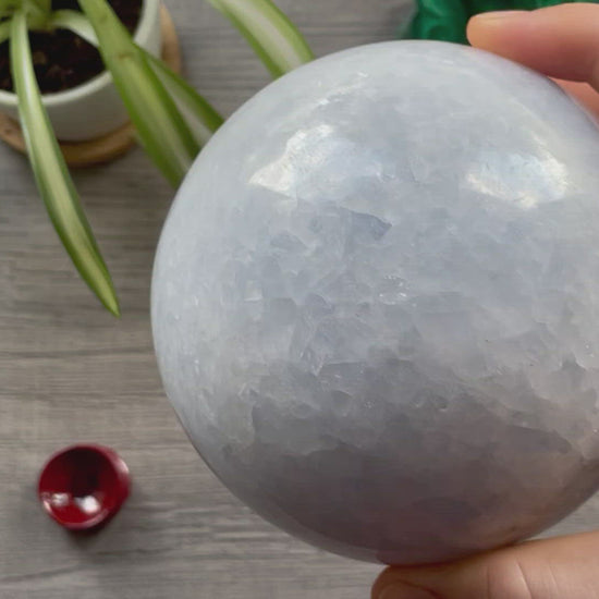 Blue Calcite Sphere - 104mm - The Wandering Fox Emporium, Your Crystal Store video