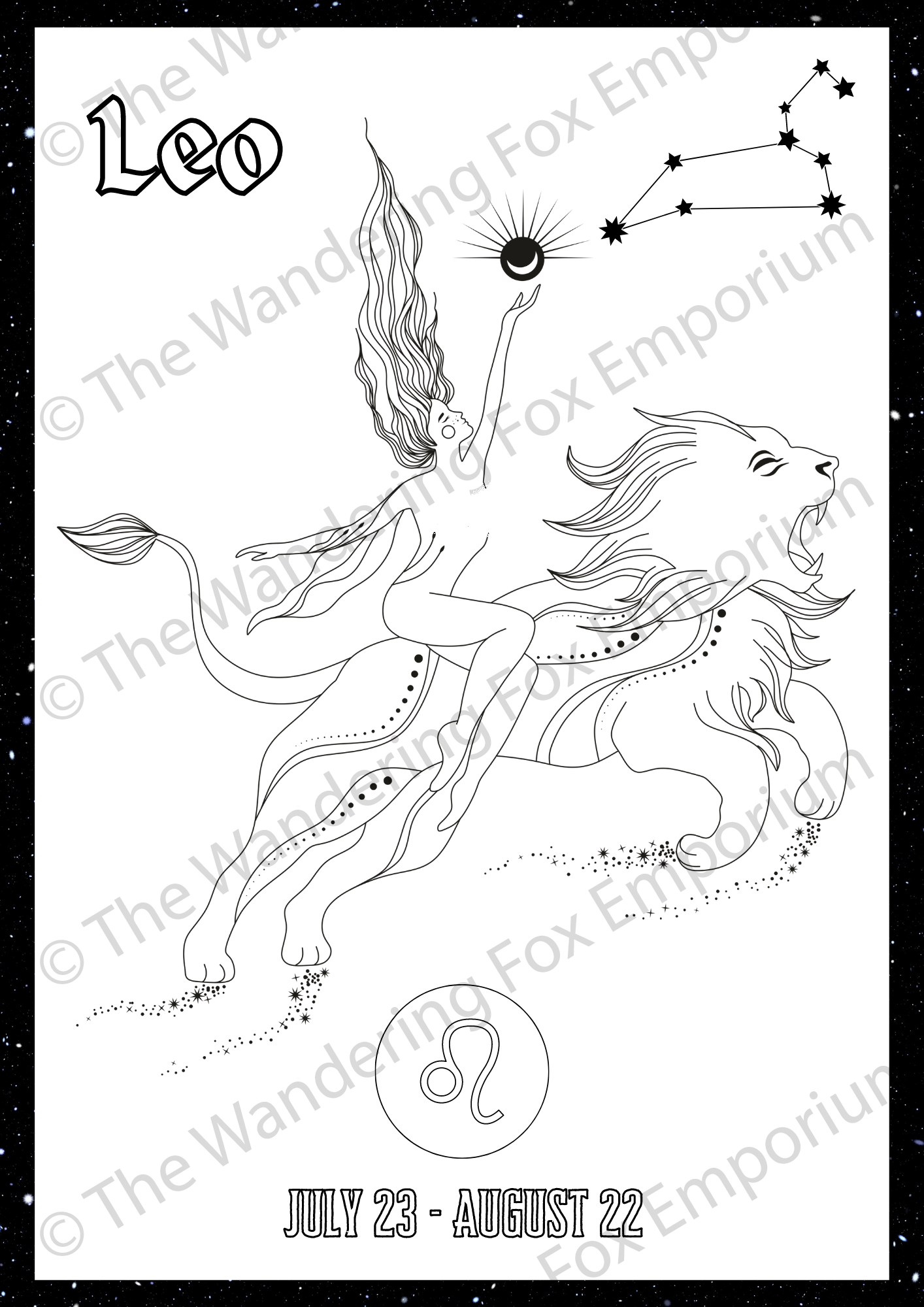 The Wandering Fox Emporium Adult Colouring Book - Digital Printable Download example page 1