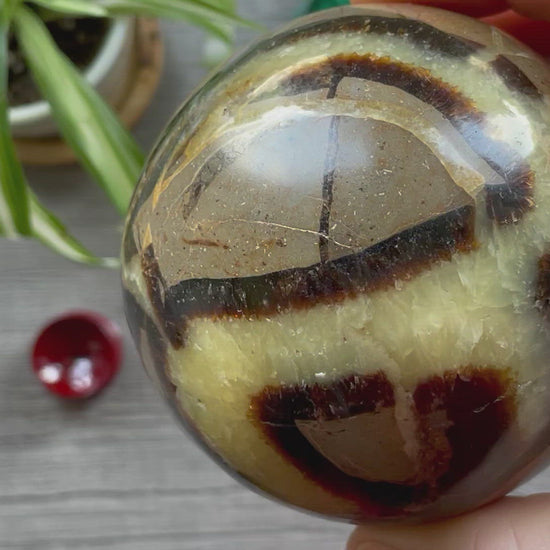 Septarian Sphere - 80mm - The Wandering Fox Emporium, Your Crystal Store video