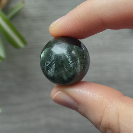 Seraphinite Mini Sphere - 22mm - The Wandering Fox Emporium, Your Crystal Store video