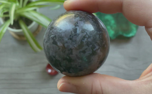 Mystic Merlinite (Indigo Gabbro) Sphere (E) - The Wandering Fox Emporium, Your Crystal Store video