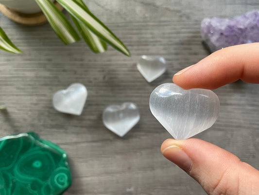 Selenite (Satin Spar) Mini Heart | The Wandering Fox Emporium