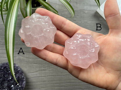 Rose Quartz Lotus Crystal Carving top