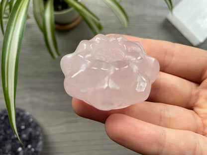 Rose Quartz Lotus Crystal Carving side