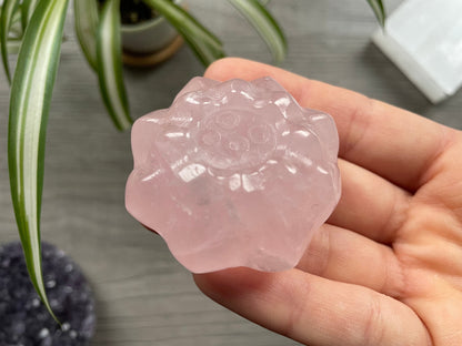 Rose Quartz Lotus Crystal Carving side 2