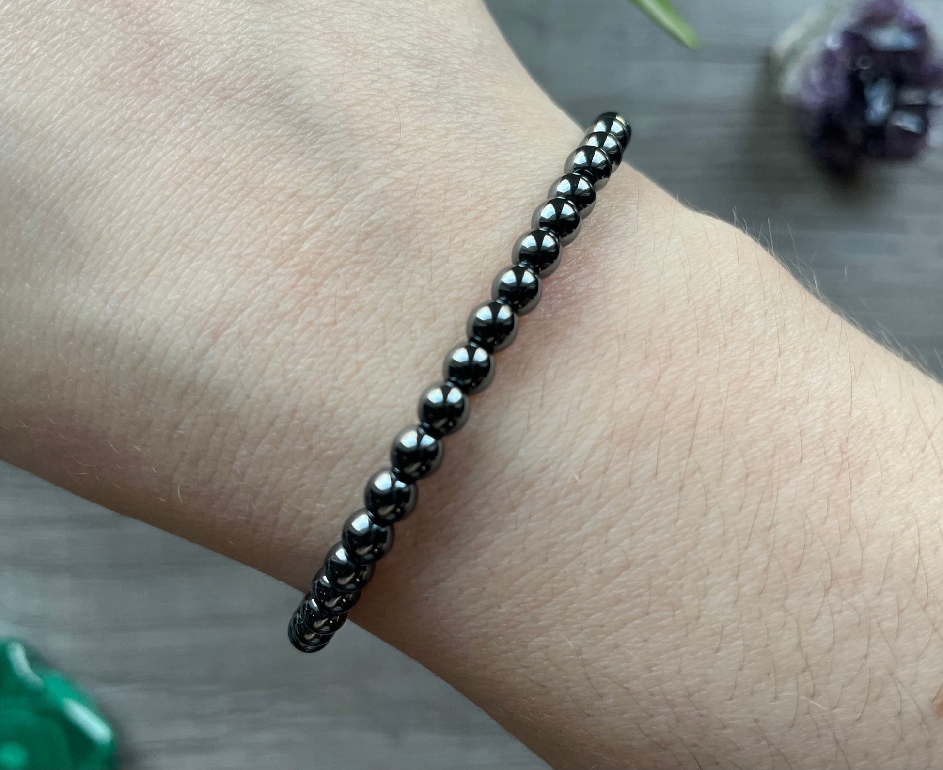 Hematite Bracelet 4mm crystal