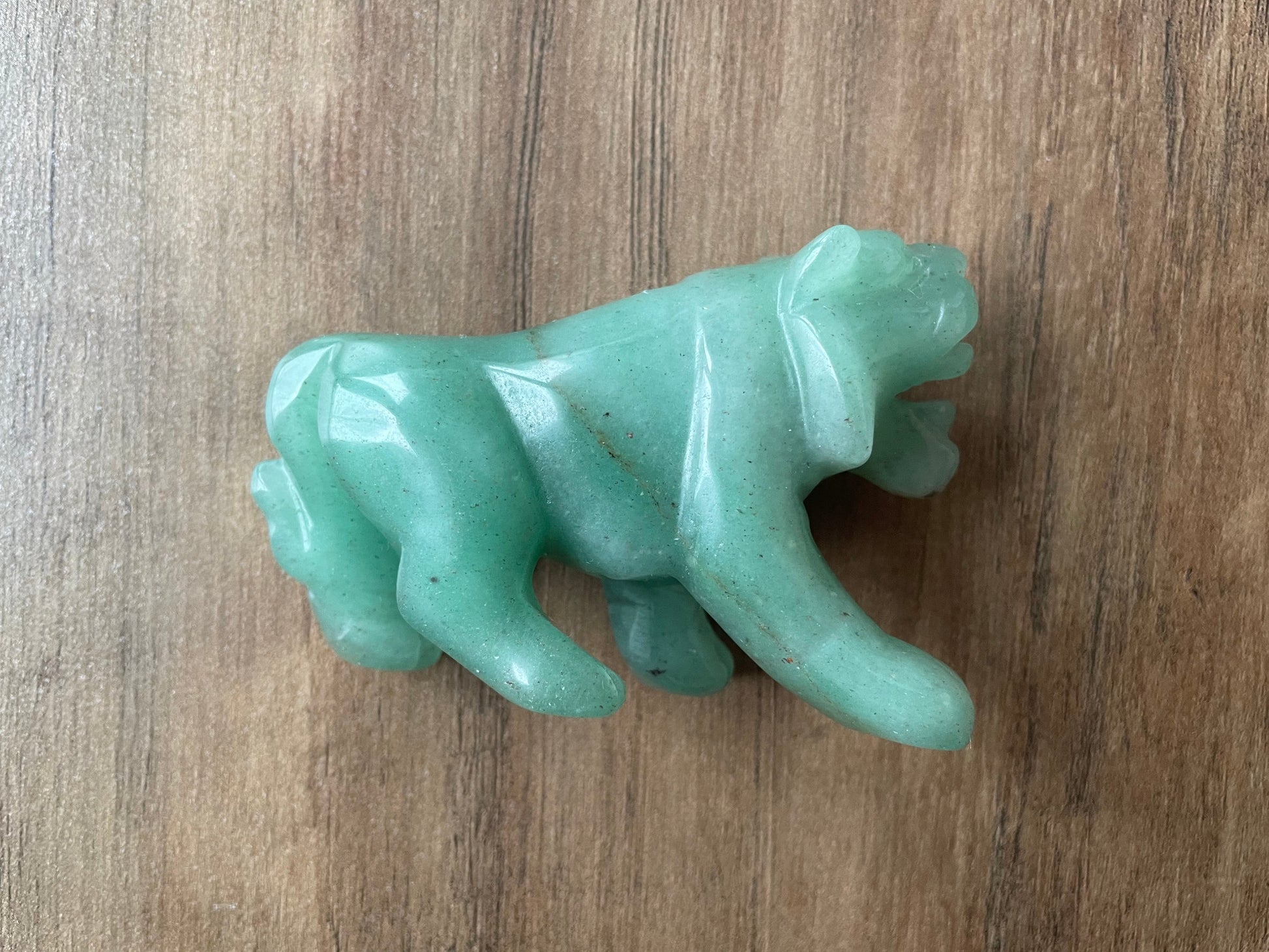 Hand-Carved Green Aventurine Tiger Crystal Carving side 2