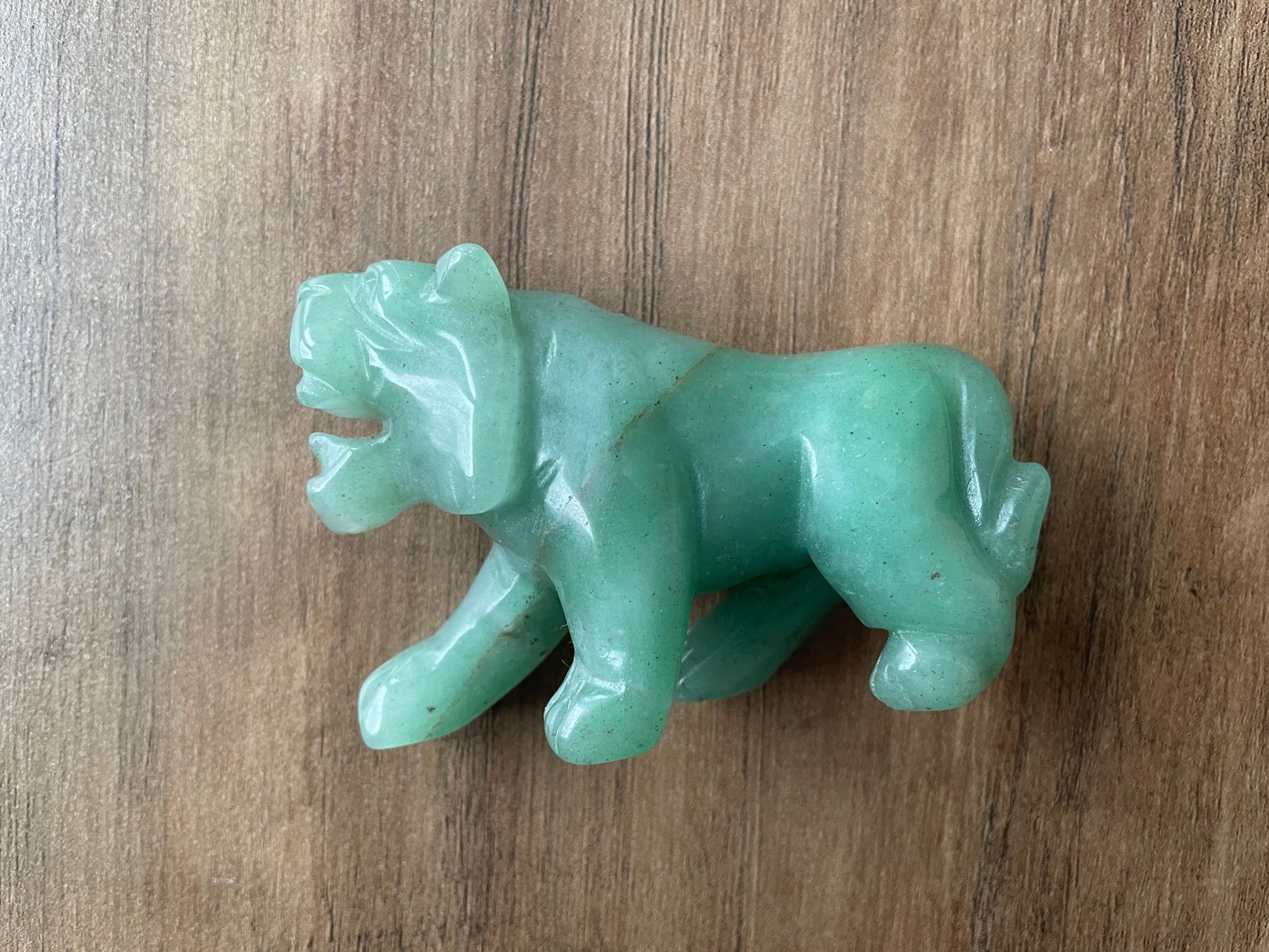 Hand-Carved Green Aventurine Tiger Crystal Carving side