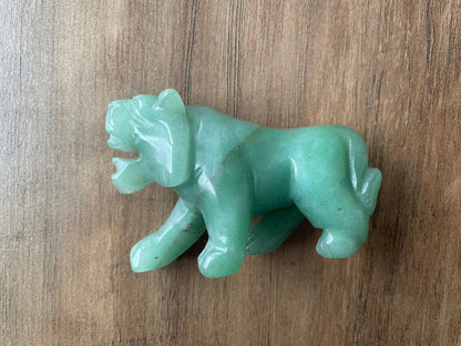 Hand-Carved Green Aventurine Tiger Crystal Carving side