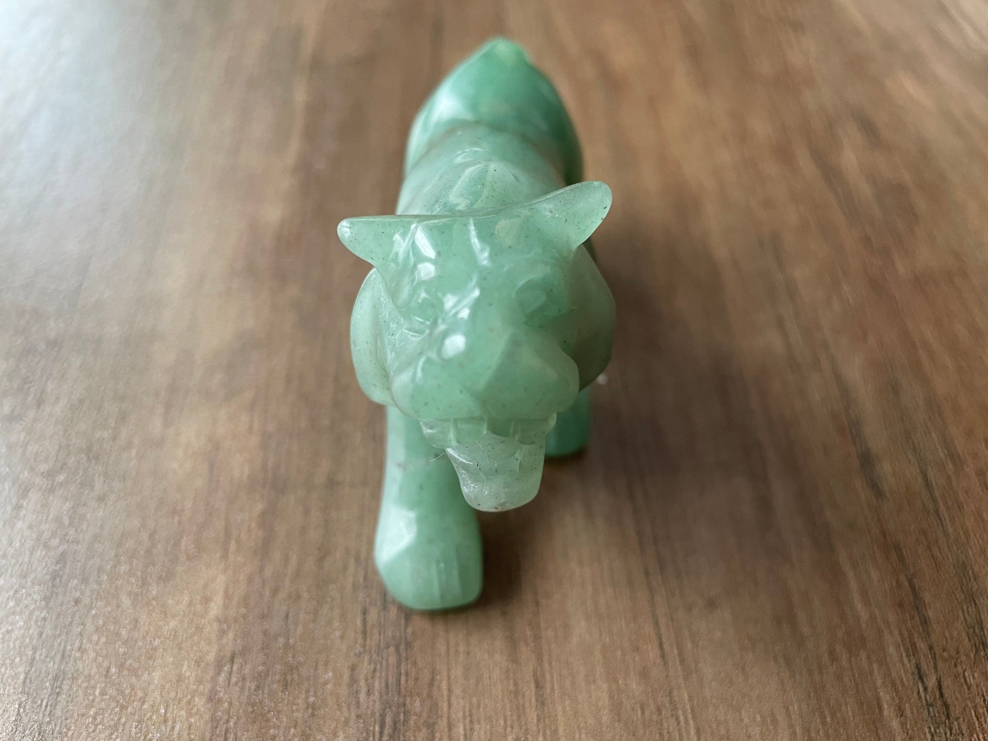 Hand-Carved Green Aventurine Tiger Crystal Carving front