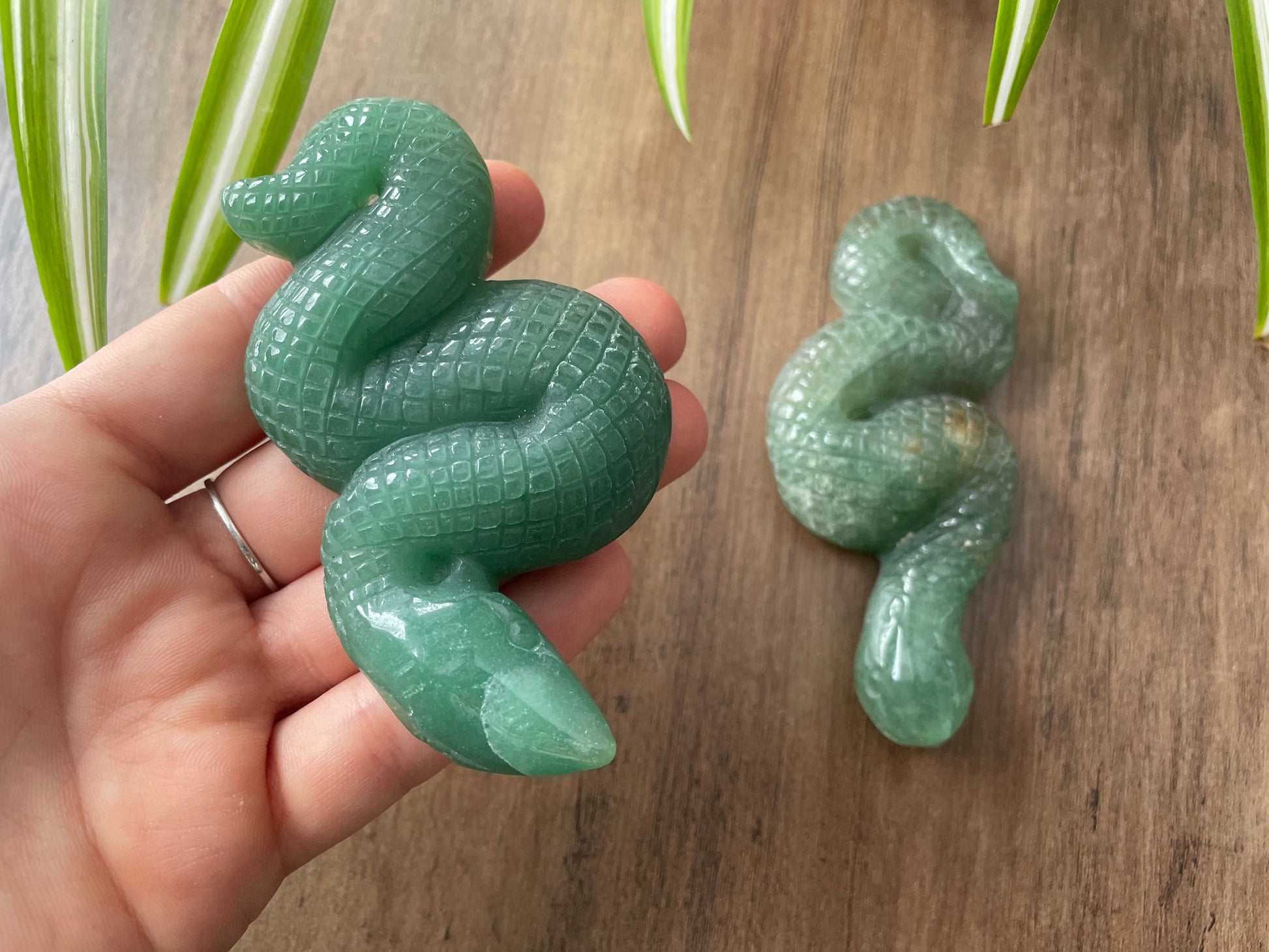 Large Green Aventurine Snake Crystal Carving