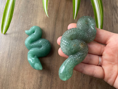 Large Green Aventurine Snake Crystal Carving top