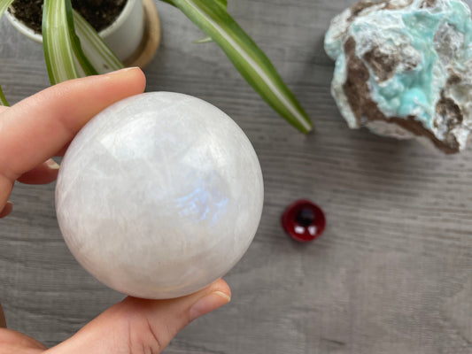High-Grade White Moonstone Sphere 6mm - The Wandering Fox Emporium, Your Crystal Store