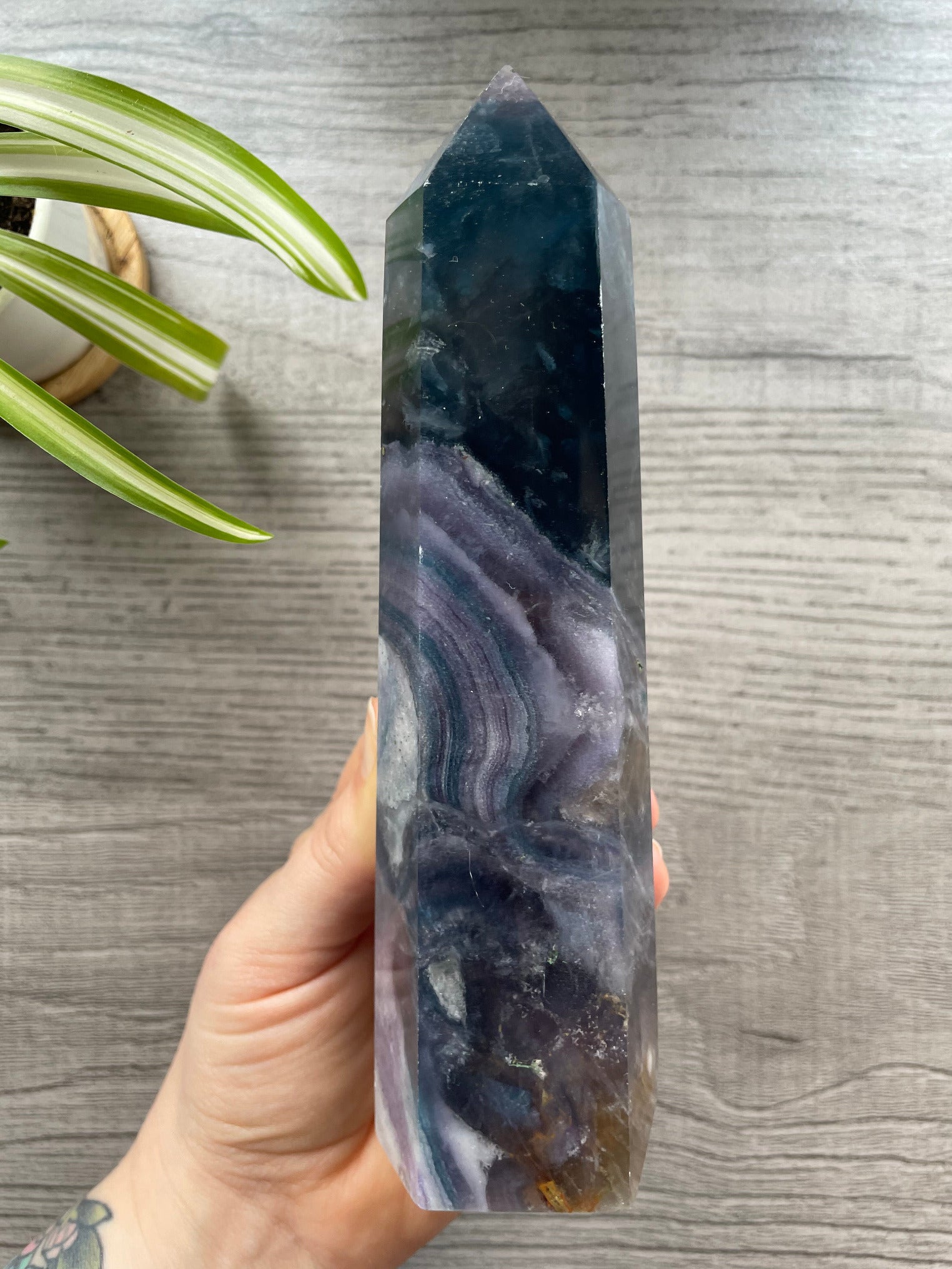 Silky Fluorite Crystal Tower