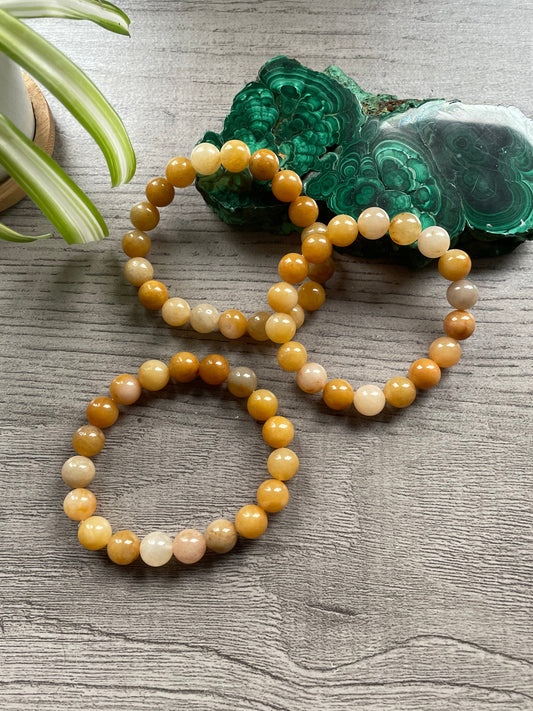 Yellow "Jade" Bracelet 10mm - The Wandering Fox Emporium, Your Crystal Store