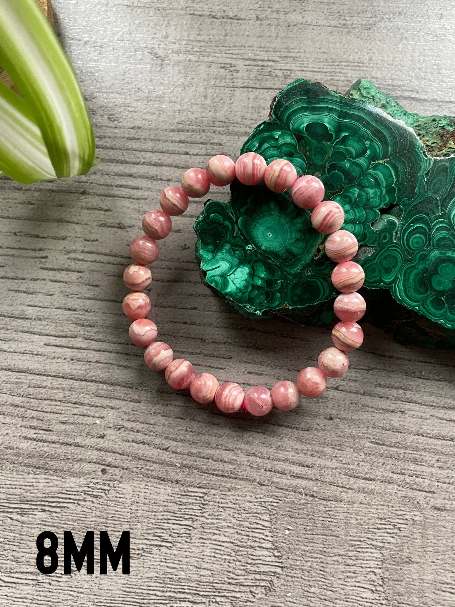 High-Quality Rhodochrosite Bracelet - The Wandering Fox Emporium, Your Crystal Store 8mm