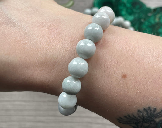 Light Green Jade Bracelet 10mm - The Wandering Fox Emporium, Your Crystal Store