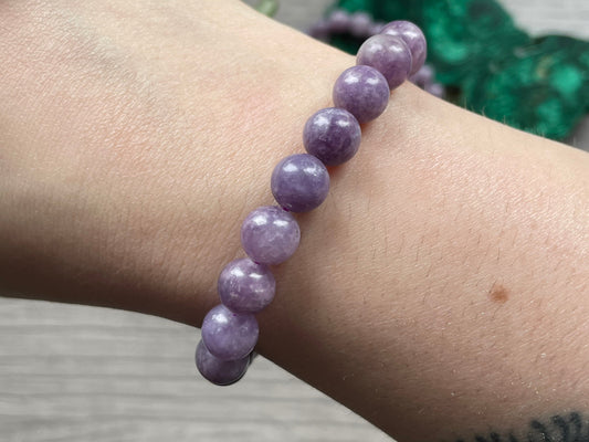 Lepidolite Bracelet 8.5mm - The Wandering Fox Emporium, Your Crystal Store