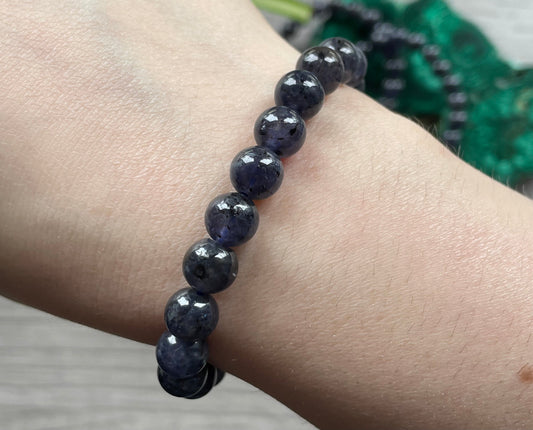 Iolite Bracelet 8mm - The Wandering Fox Emporium, Your Crystal Store