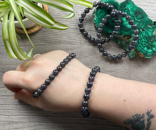 Iolite Bracelet 8mm - The Wandering Fox Emporium, Your Crystal Store selection