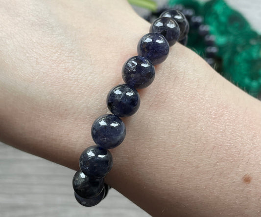 Iolite Bracelet 10mm - The Wandering Fox Emporium, Your Crystal Store