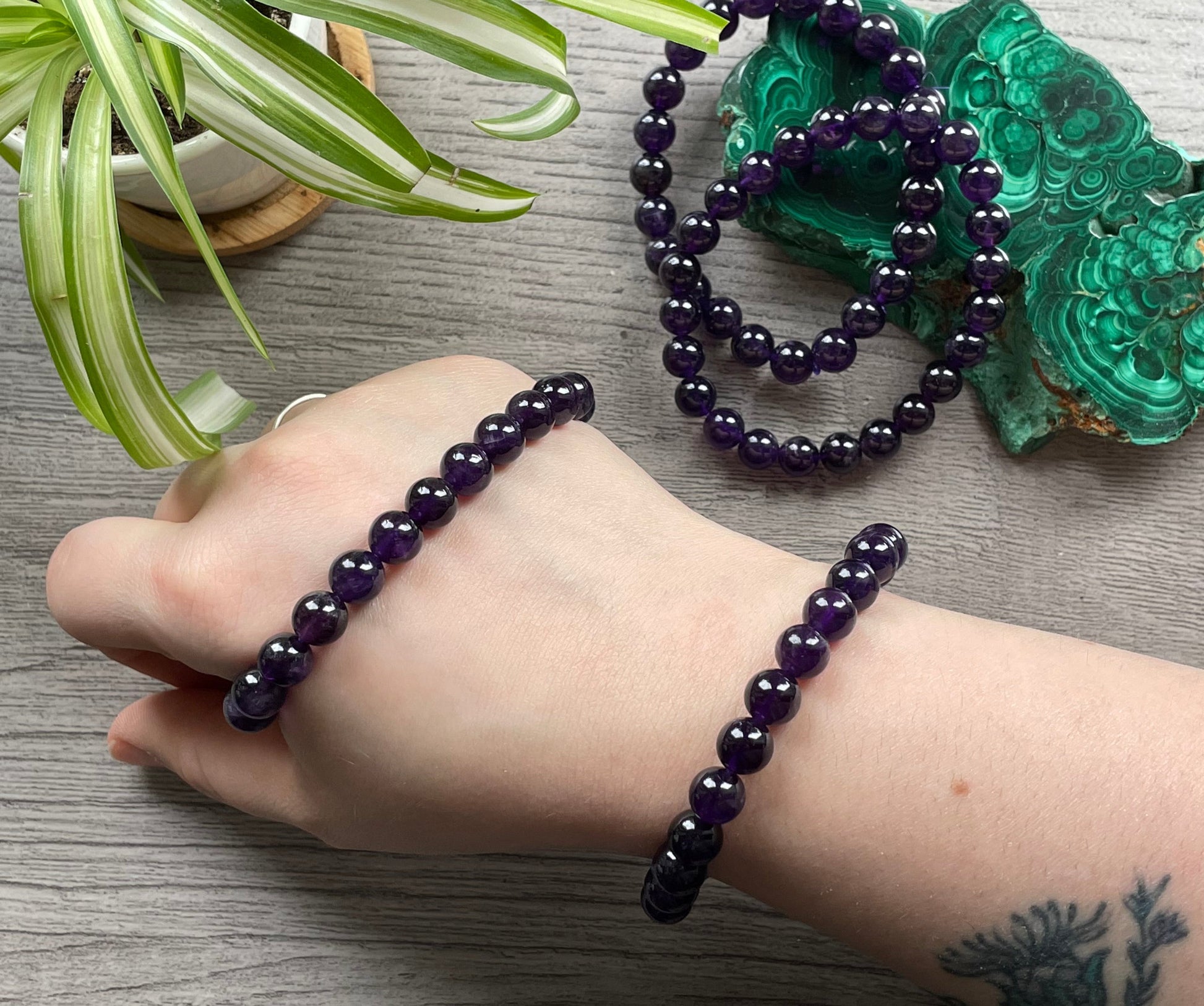 High-Quality Amethyst Bracelet 8mm - The Wandering Fox Emporium, Your Crystal Store selection