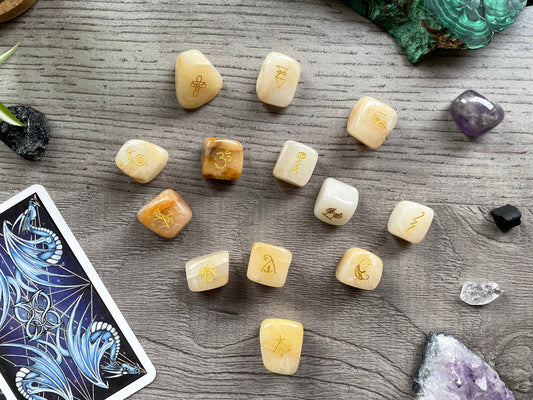Reiki Golden Healer Symbol Stones close up