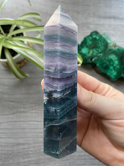 Silky Fluorite Small Crystal Tower side