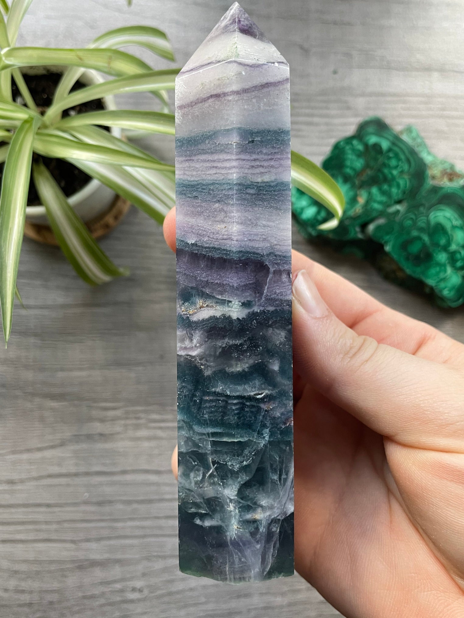 Silky Fluorite Small Crystal Tower side 2