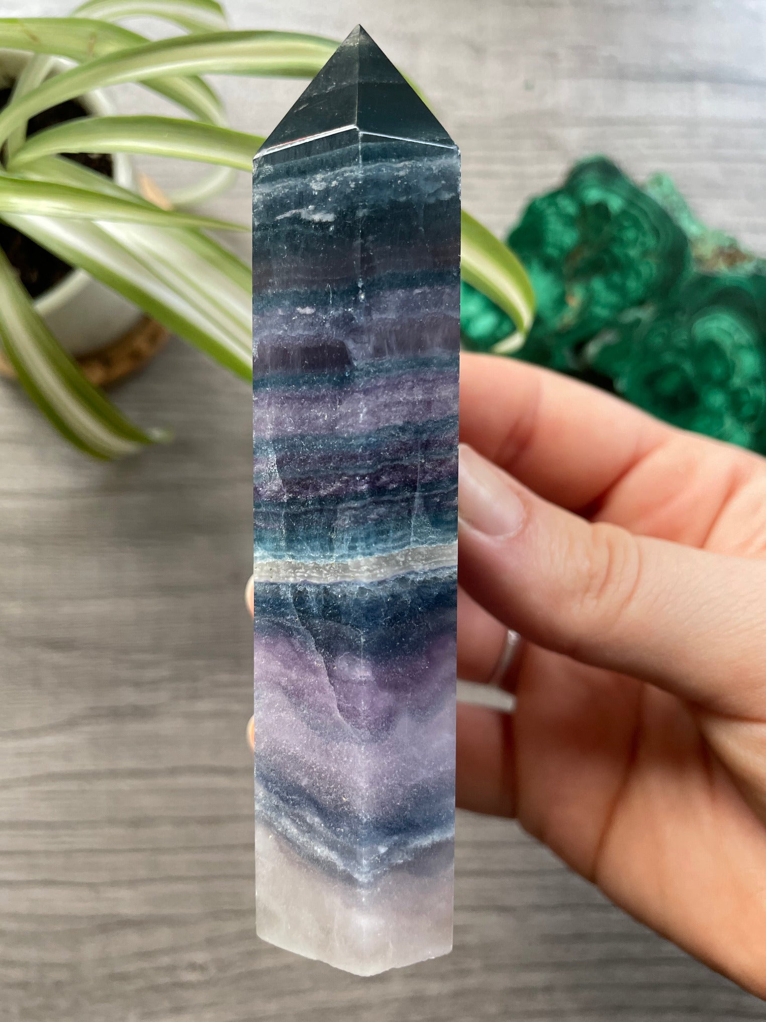 Silky Fluorite Small Crystal Tower right