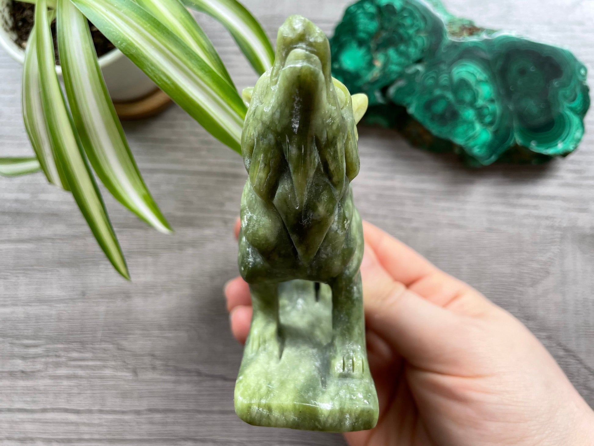 Xiuyan Jade Wolf Crystal Carving front