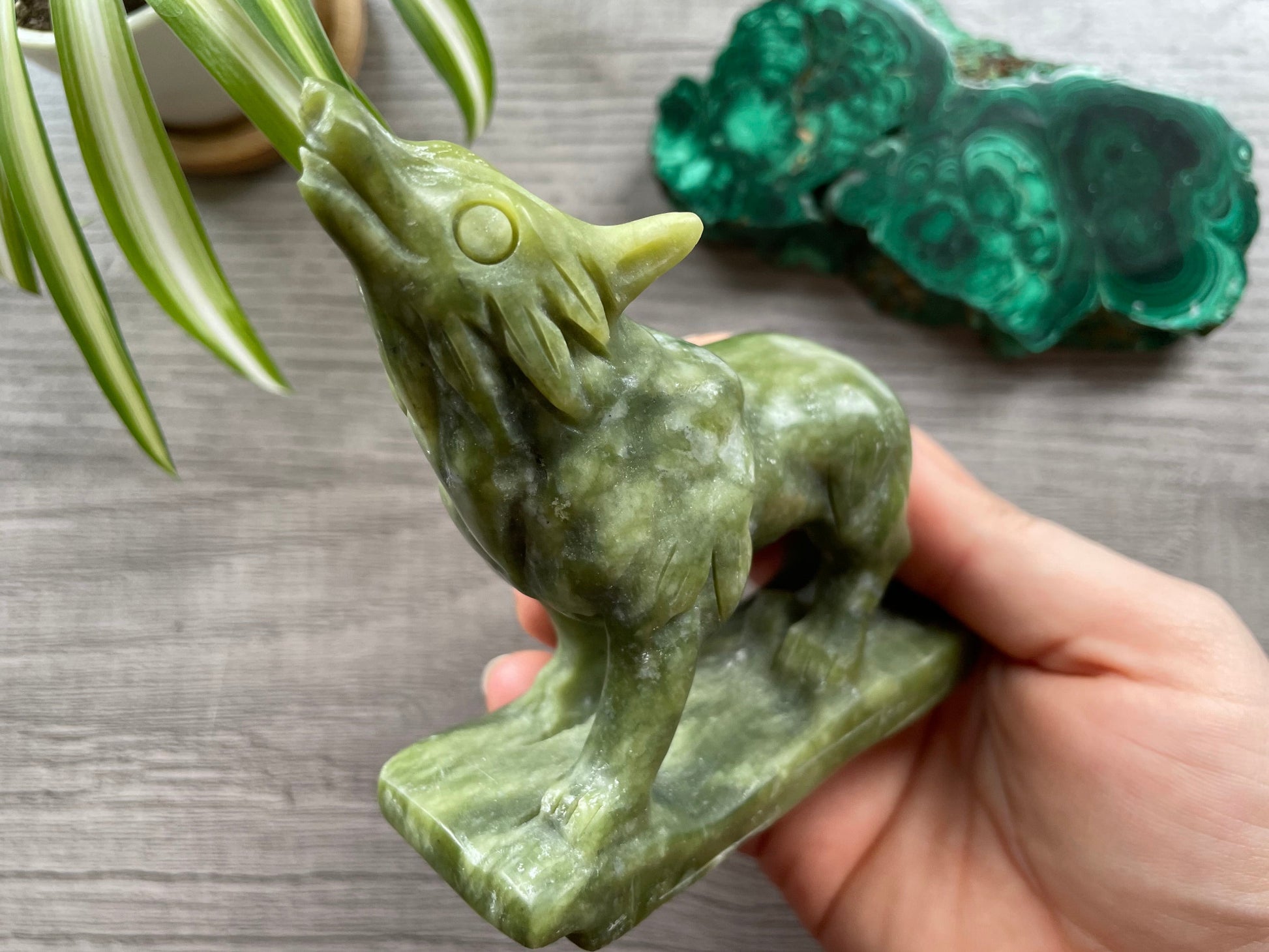 Xiuyan Jade Wolf Crystal Carving angle