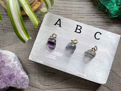 Rainbow Fluorite Mini Fox Charm lettered