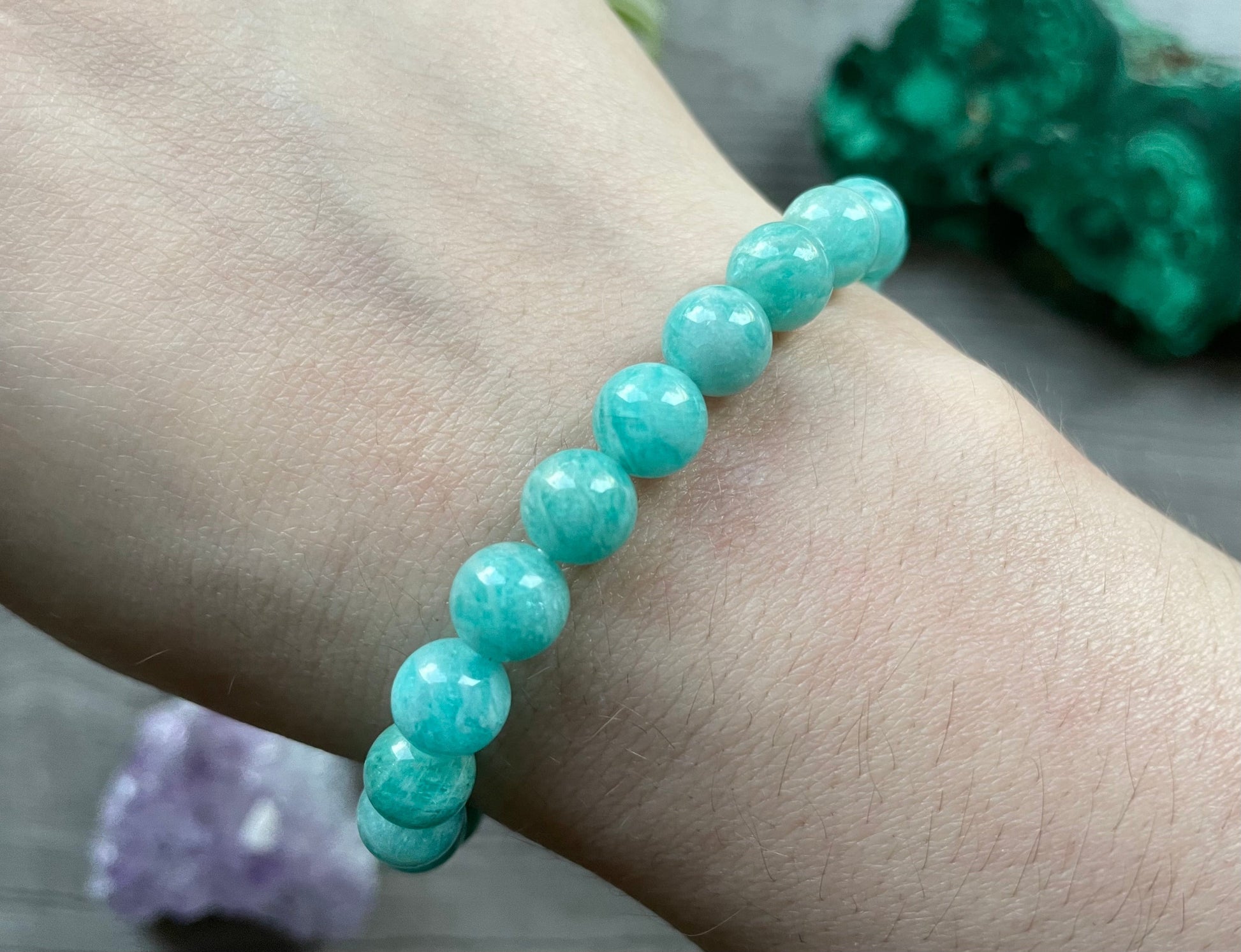 High Quality Amazonite Bracelet 8mm - The Wandering Fox Emporium, Your Crystal Store