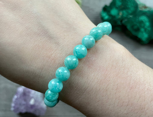 High Quality Amazonite Bracelet 8mm - The Wandering Fox Emporium, Your Crystal Store