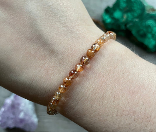Rutilated Quartz Bracelet 4mm - The Wandering Fox Emporium, Your Crystal Store