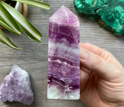 Pink & Purple Fluorite Crystal Obelisk side
