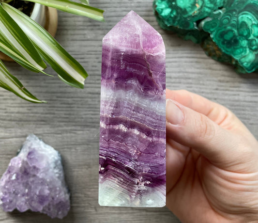 Pink & Purple Fluorite Crystal Obelisk side