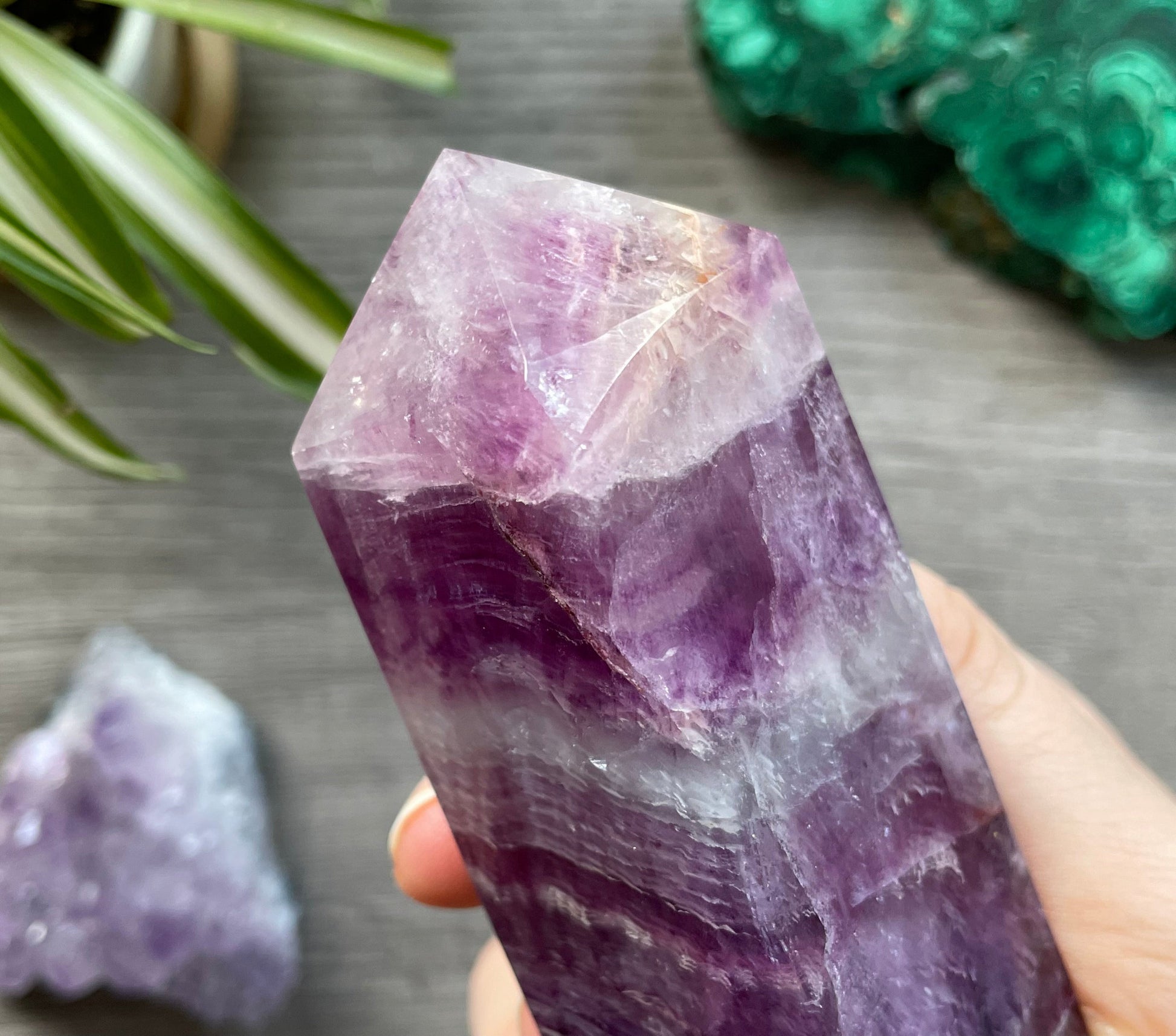 Pink & Purple Fluorite Crystal Obelisk close up