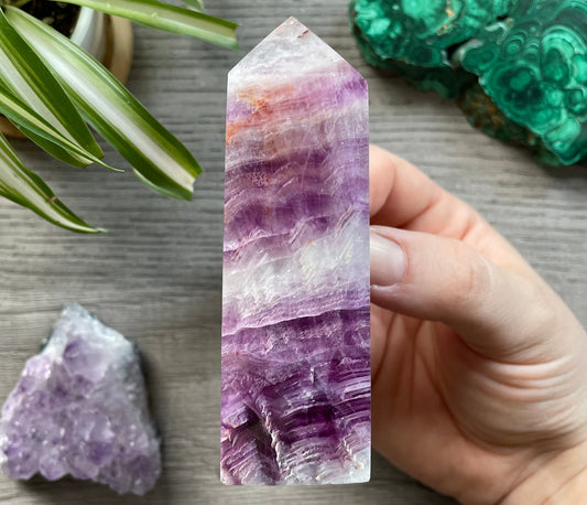 Pink & Purple Fluorite Crystal Obelisk side