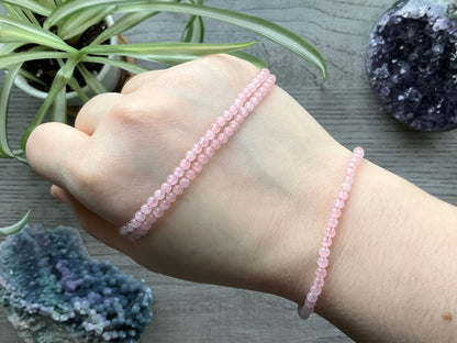 Rose Quartz Bracelet 3.5mm - The Wandering Fox Emporium, Your Crystal Store selection
