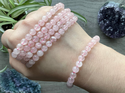 Rose Quartz Bracelet 6mm - The Wandering Fox Emporium, Your Crystal Store selection