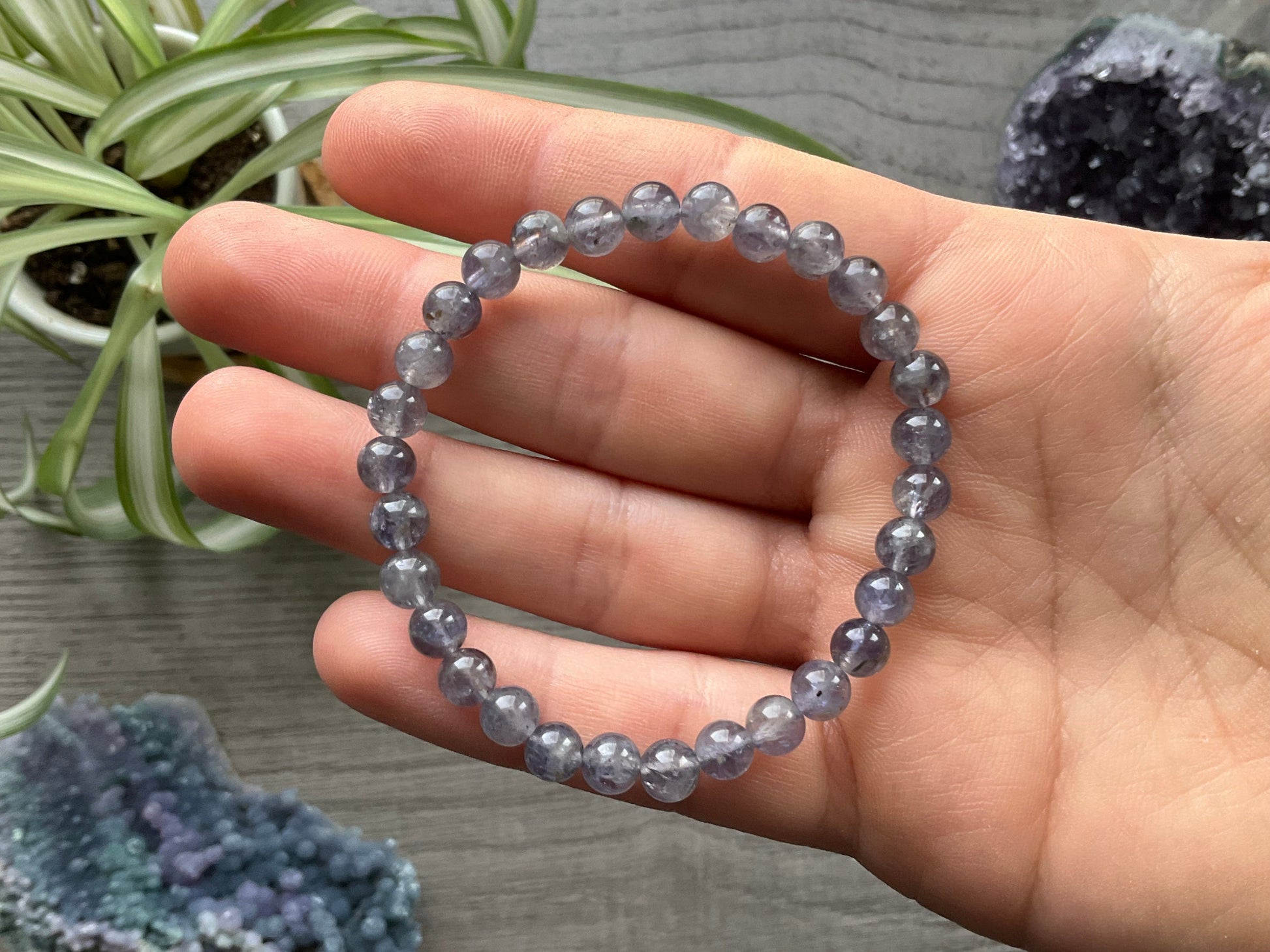 Iolite Bracelet 6mm - The Wandering Fox Emporium, Your Crystal Store