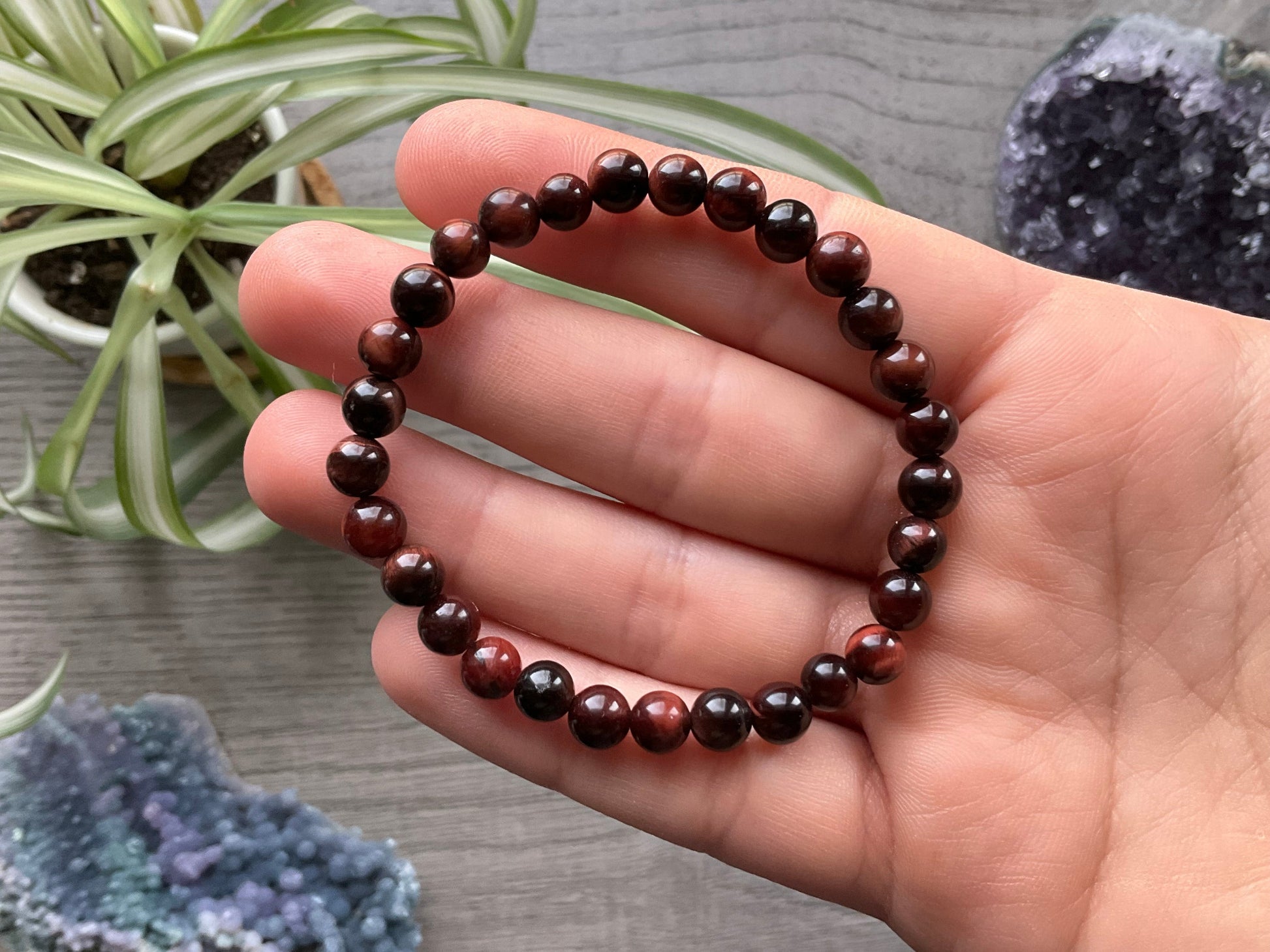 Red Tiger's Eye Bracelet 6mm - The Wandering Fox Emporium, Your Crystal Store