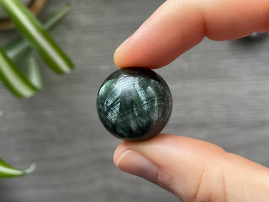 Seraphinite Mini Sphere - 22mm - The Wandering Fox Emporium, Your Crystal Store front